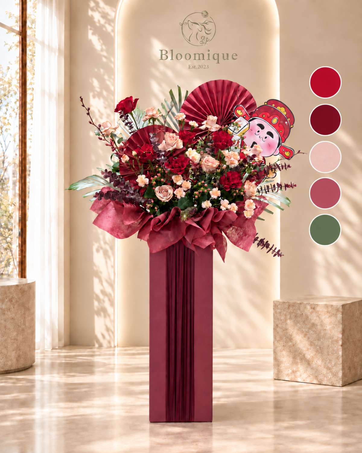 G003 Grand Opening Flowers Stand | Fortune in Bloom (Box Stand) 开业花架｜鸿运花开（箱式底座）